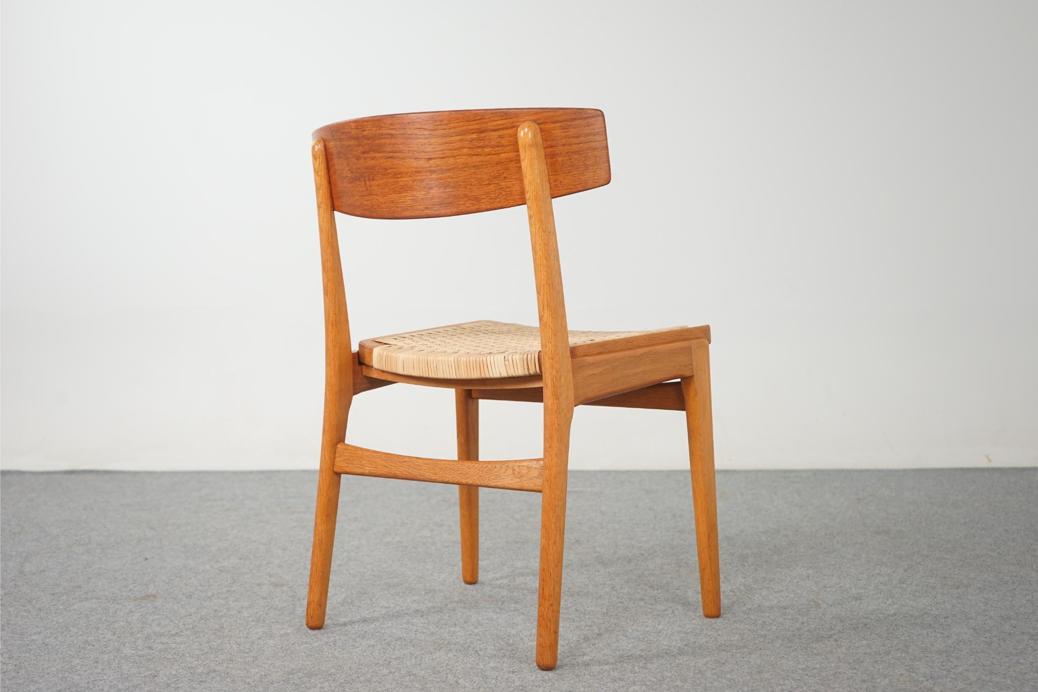 Single Danish Teak & Oak Chair with Rattan For Sale 2