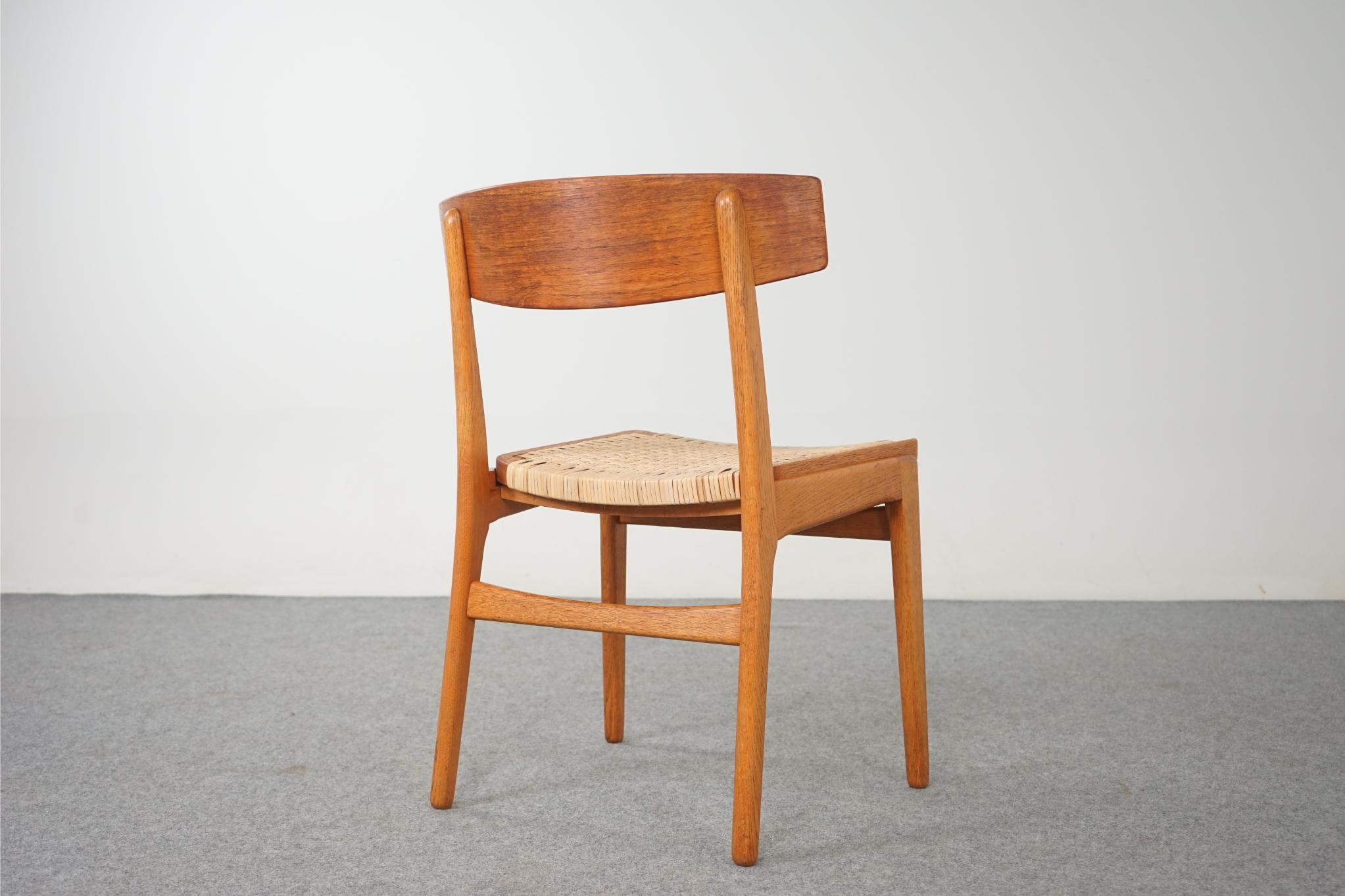 Single Danish Teak & Oak Chair with Rattan 3