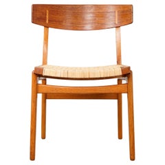 Single Danish Teak & Oak Chair with Rattan