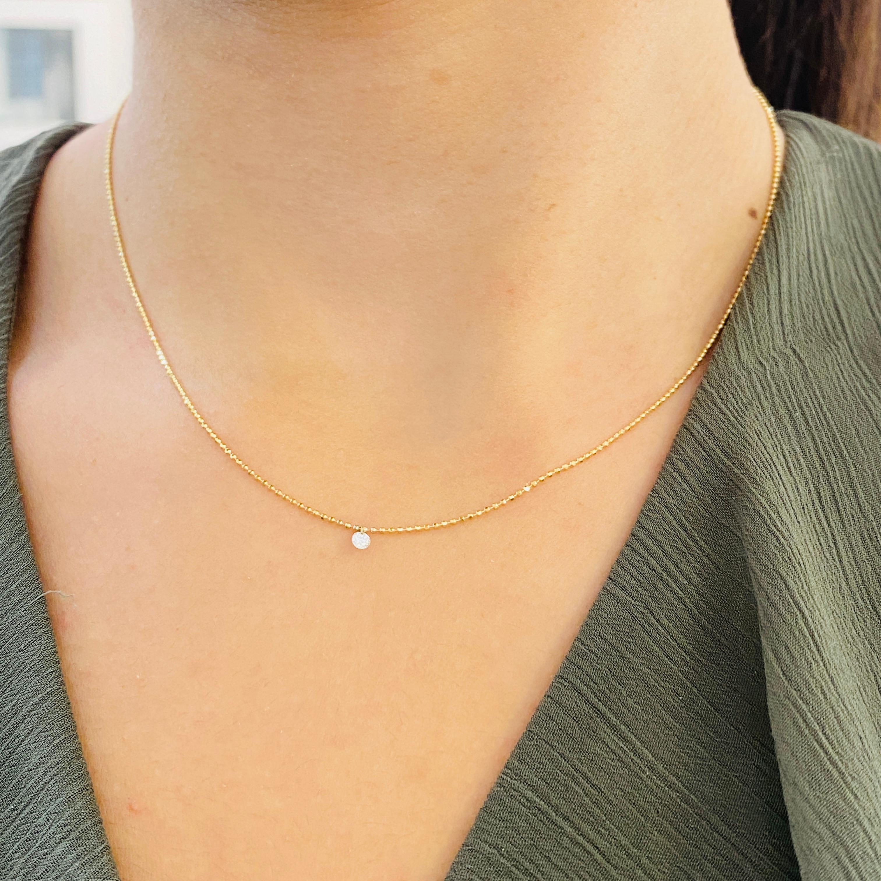 Contemporary Single Dashing Diamond 14K Yellow Gold Necklace, 16