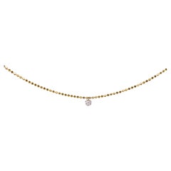 Einzelne Dashing Diamond 14K Gelbgold Halskette, 16" Minimalist Sleek Elegance 