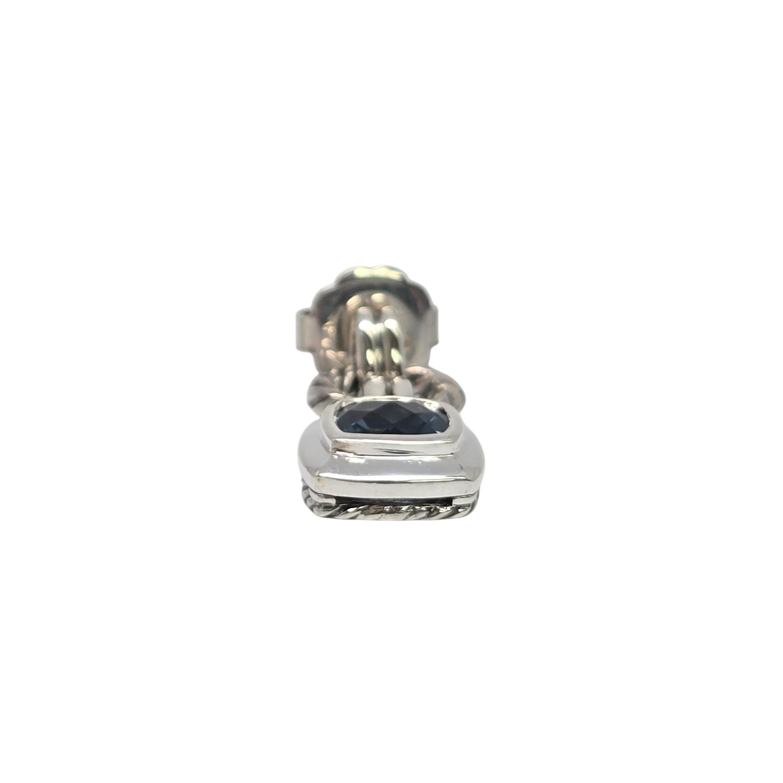 Orecchino singolo David Yurman a goccia in argento blu Topazio Albion #22544 In condizioni buone in vendita a Washington Depot, CT