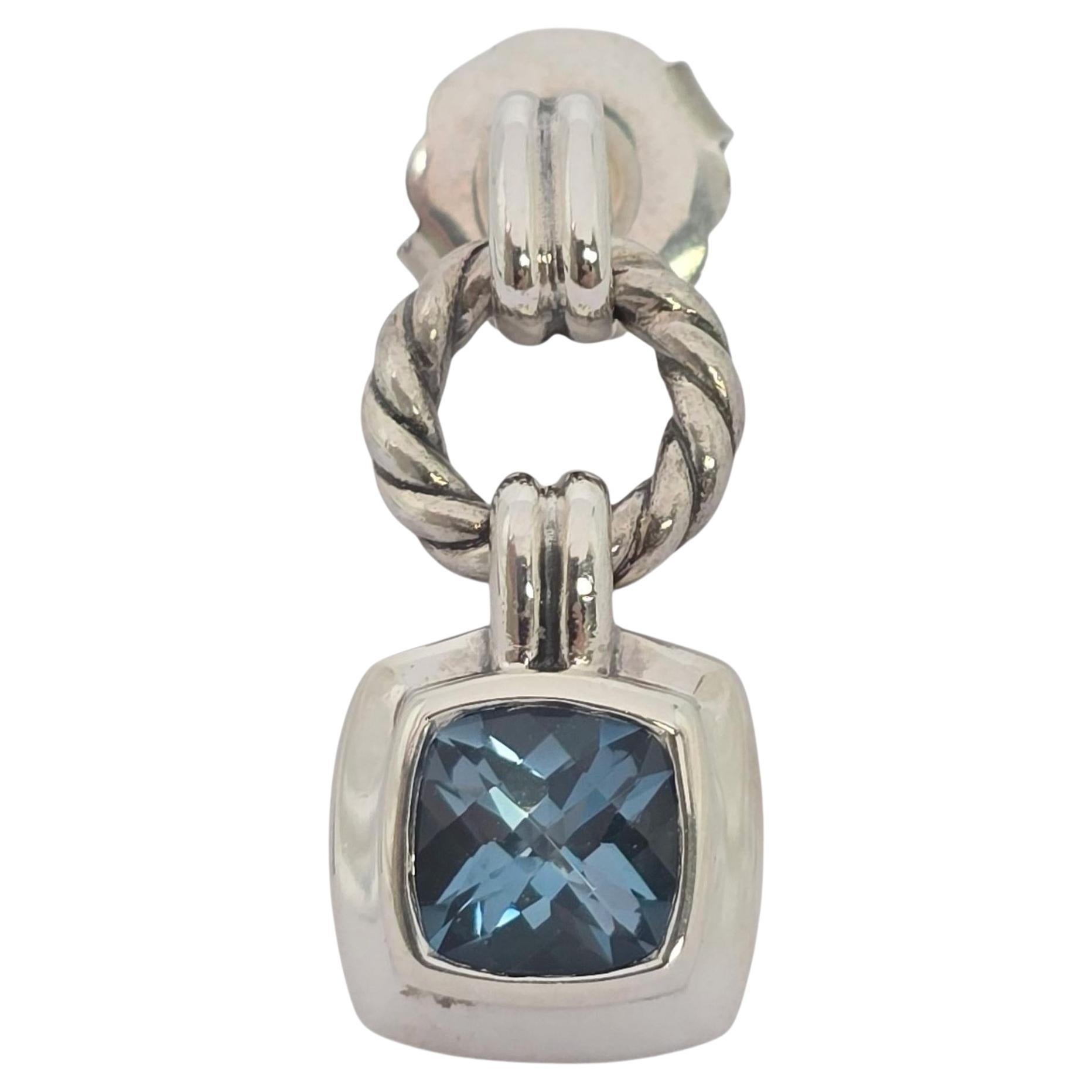 Orecchino singolo David Yurman a goccia in argento blu Topazio Albion #22544 in vendita