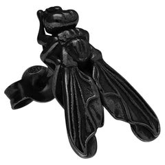 Single Designer Earring with 18K Black Gold Fly Motif