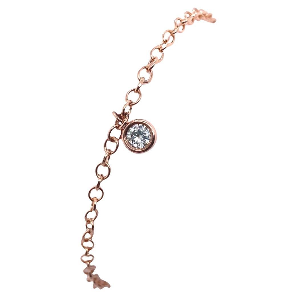 Single Diamond Bracelet Set with 0.25ct H/SI1 Round Diamond in 9ct Rose Gold For Sale