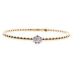 Single Diamond Cluster Bangle Bracelet in 18K Rose Gold, Handcrafted in Italy