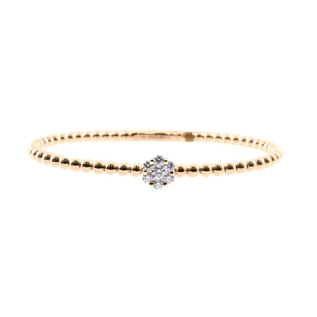 Taglio rotondo Bracciale con diamante singolo a grappolo in oro bianco 18 carati, realizzato a mano in Italia in vendita