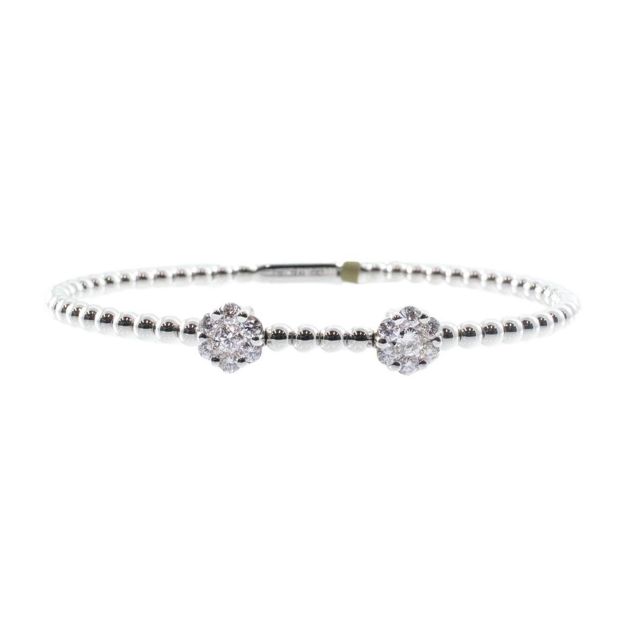 Donna Bracciale con diamante singolo a grappolo in oro bianco 18 carati, realizzato a mano in Italia in vendita