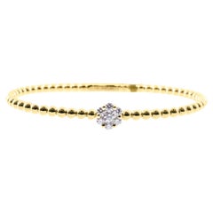 Single Diamond Cluster Bangle Bracelet in 18K Yellow Gold, Handcrafted in Italy