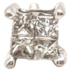 Einzelner Diamant-Ohrstecker, 0,12 Karat, unsichtbare Fassung, Prinzessschliff, 14 Karat, Schraubverschluss