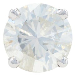 Antique Single Diamond Stud Earring, 14k White Gold Pierced Round Cut .67ct