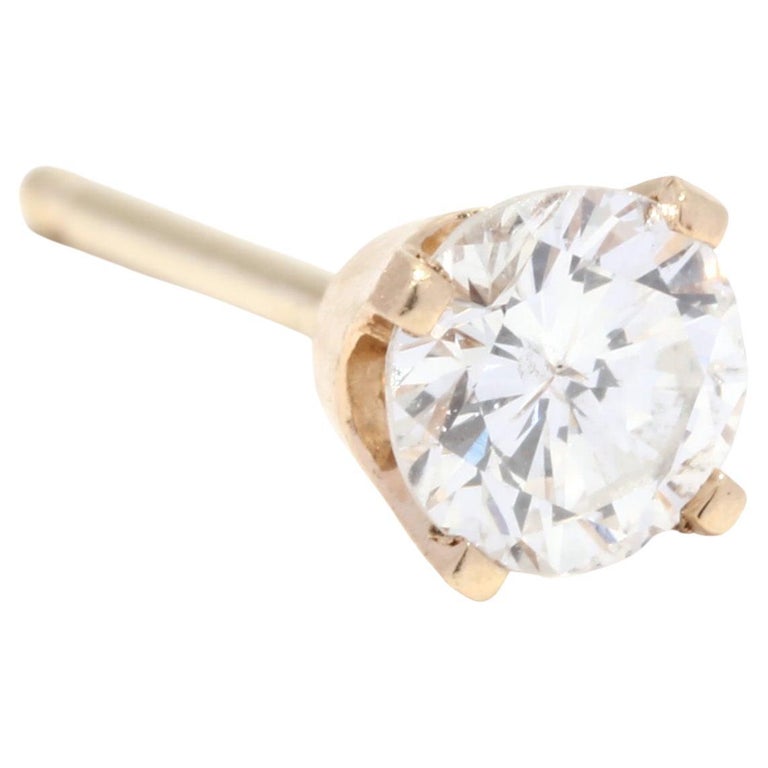 Single Diamond Stud Earring, 14K Yellow Gold, Small Diamond Stud at 1stDibs