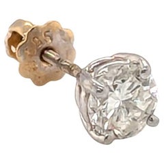 Single Diamond Stud Earring .50ct 14K White & Yellow Gold Mined I VS1 Screwback