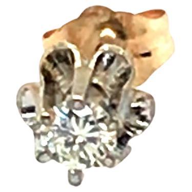 Single Diamond Stud Earring Buttercup .15ct Round Brilliant 14K White Gold