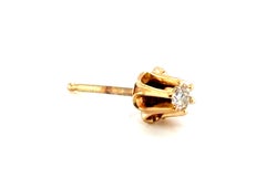 Single Diamond Stud Earring Buttercup Mined RBC 14K Yellow Gold
