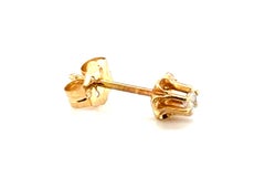 Single Diamond Stud Earring Buttercup Mined RBC 14K Yellow Gold