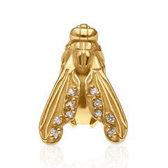 Boucle d'oreille contemporaine en or jaune avec diamants simples