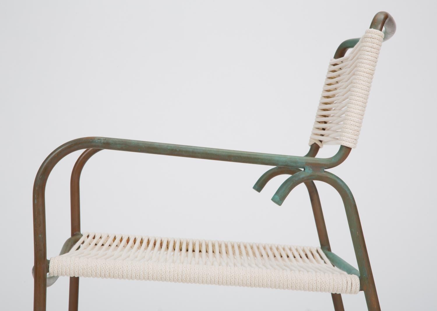 Patinated Single Dining Armchair by Walter Lamb for Brown Jordan