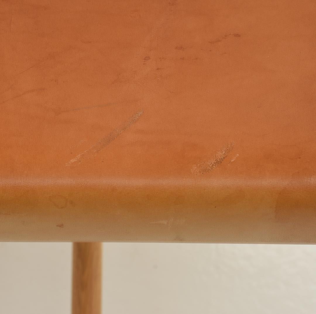 Leather Single Dining Chair Model 3237 by Borge Mogensen Denmark 1960s Oak Frame For Sale