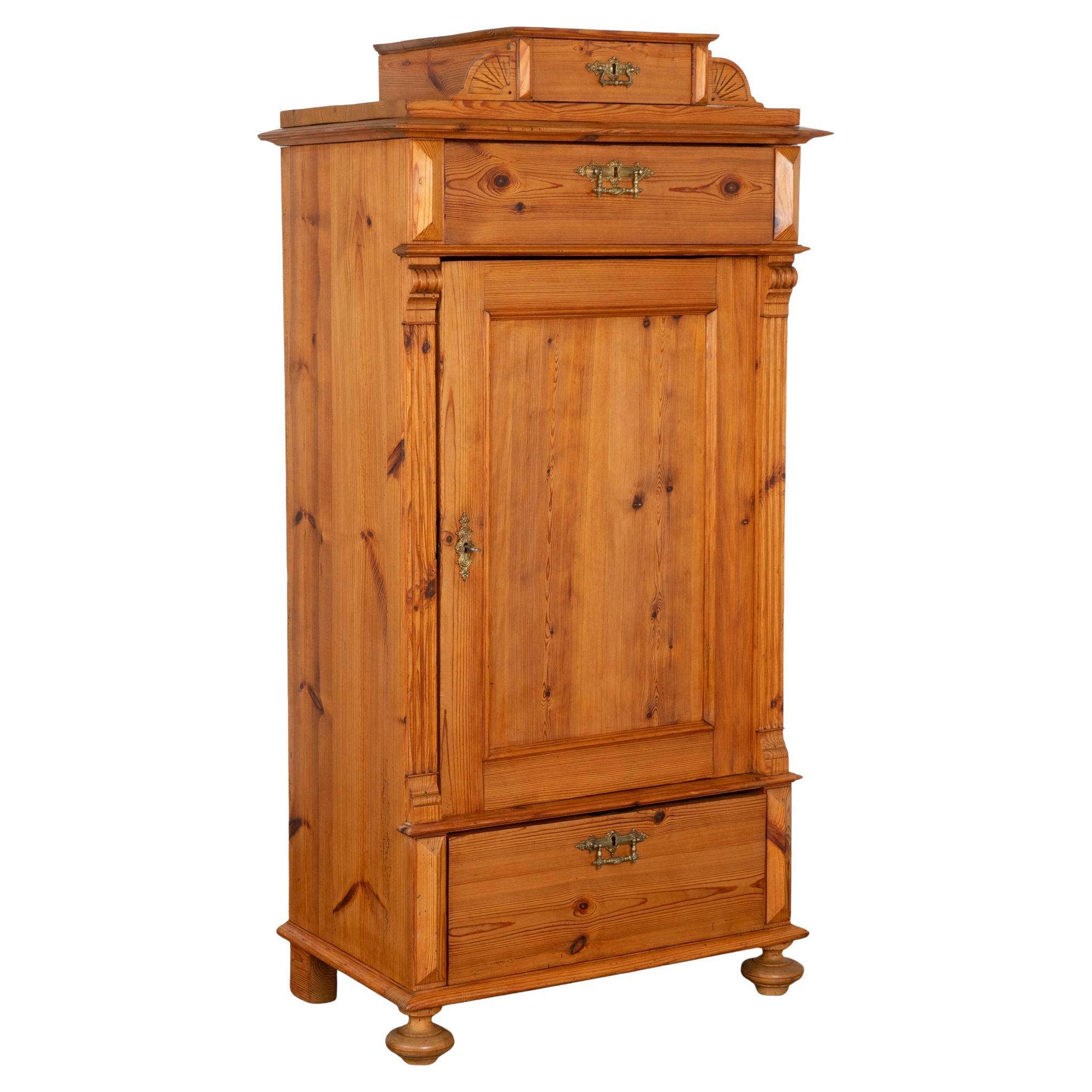 Single Door Pine Cabinet Armoire with Adjustable Shelving, Denmark circa 1880