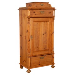 Antique Single Door Pine Cabinet Armoire with Adjustable Shelving, Denmark circa 1880