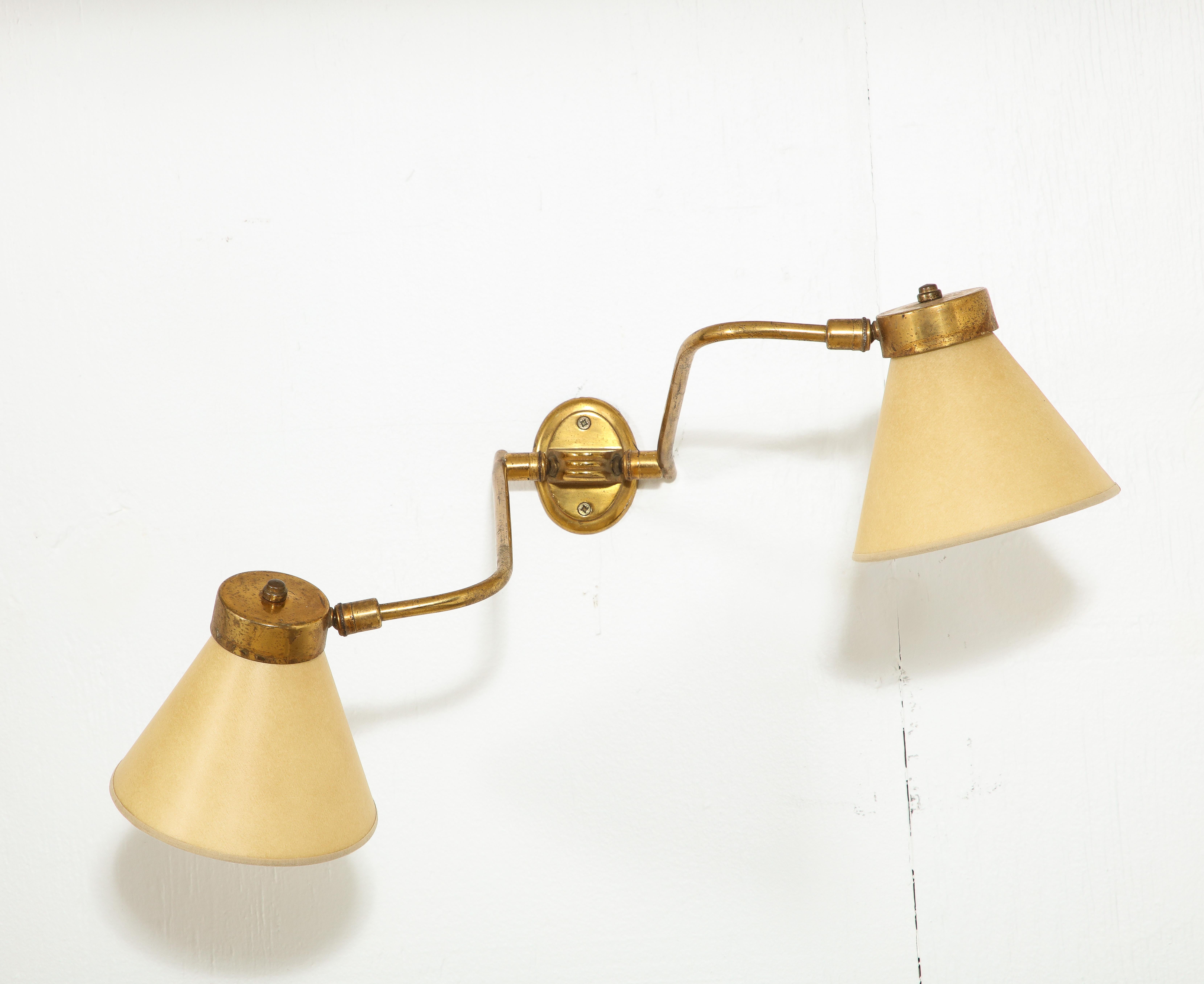 Single Down Light Brass Articulated Sconce, France 1960's For Sale 4