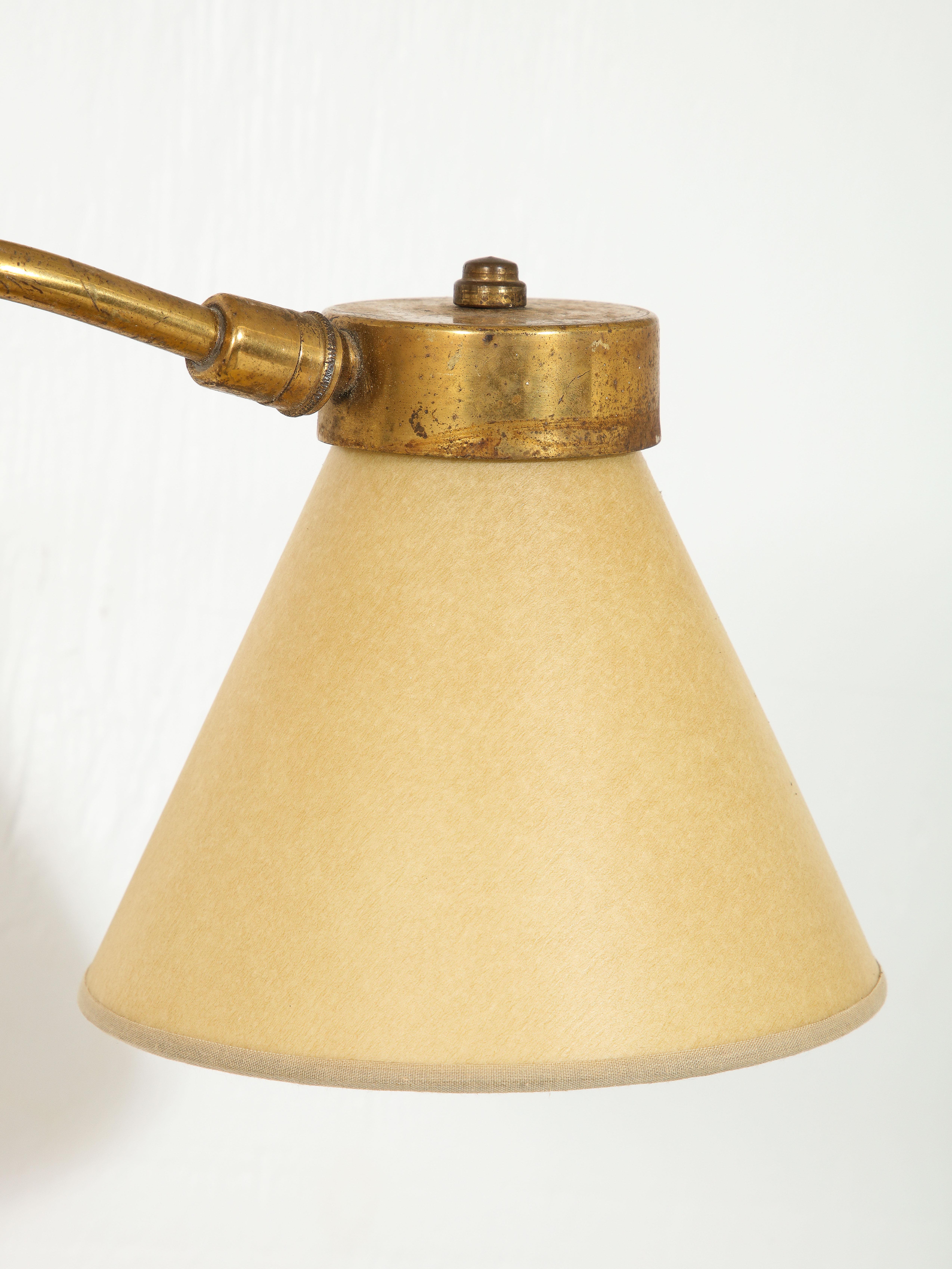 Single Down Light Brass Articulated Sconce, France 1960's For Sale 5