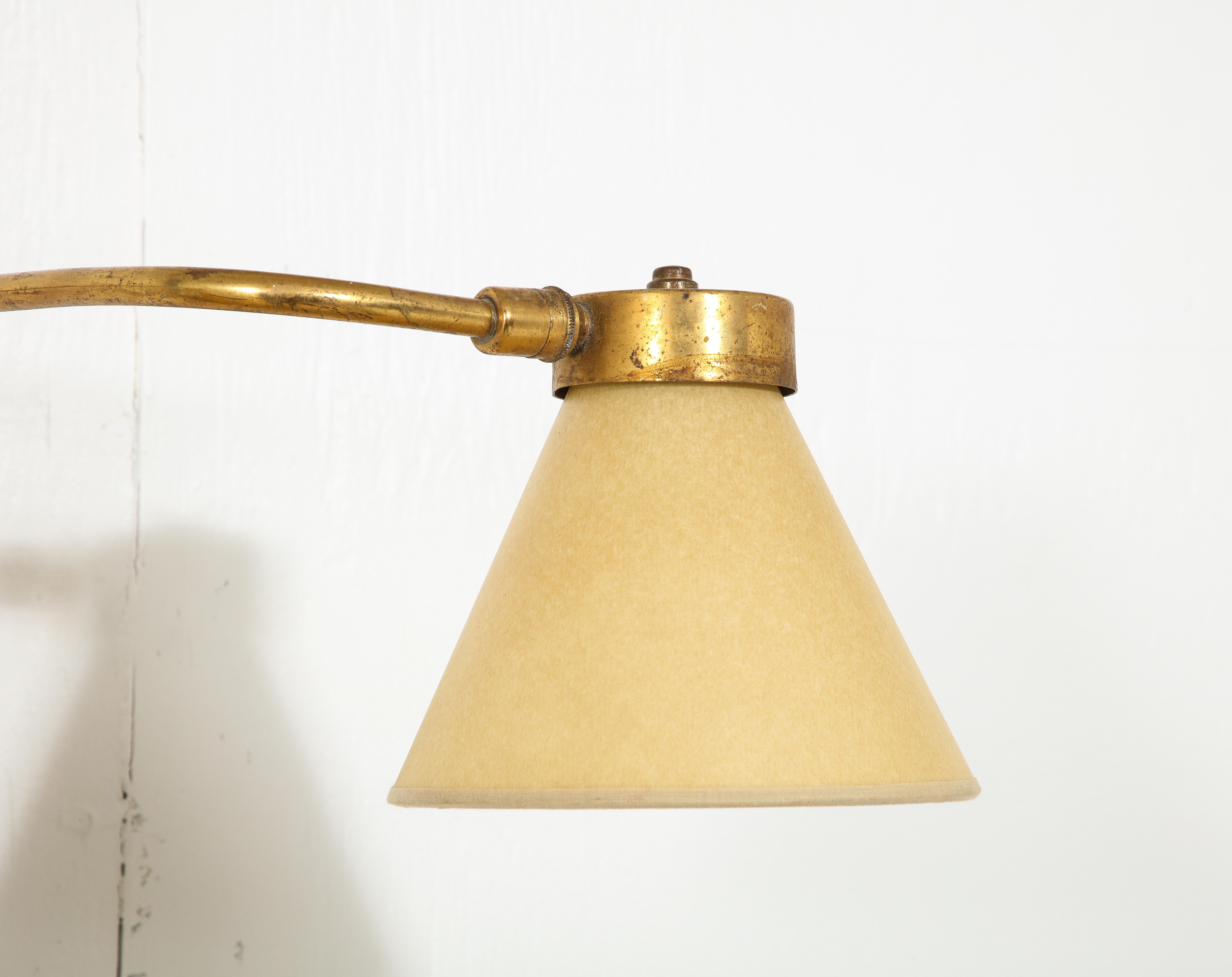 20th Century Single Down Light Brass Articulated Sconce, France 1960's For Sale