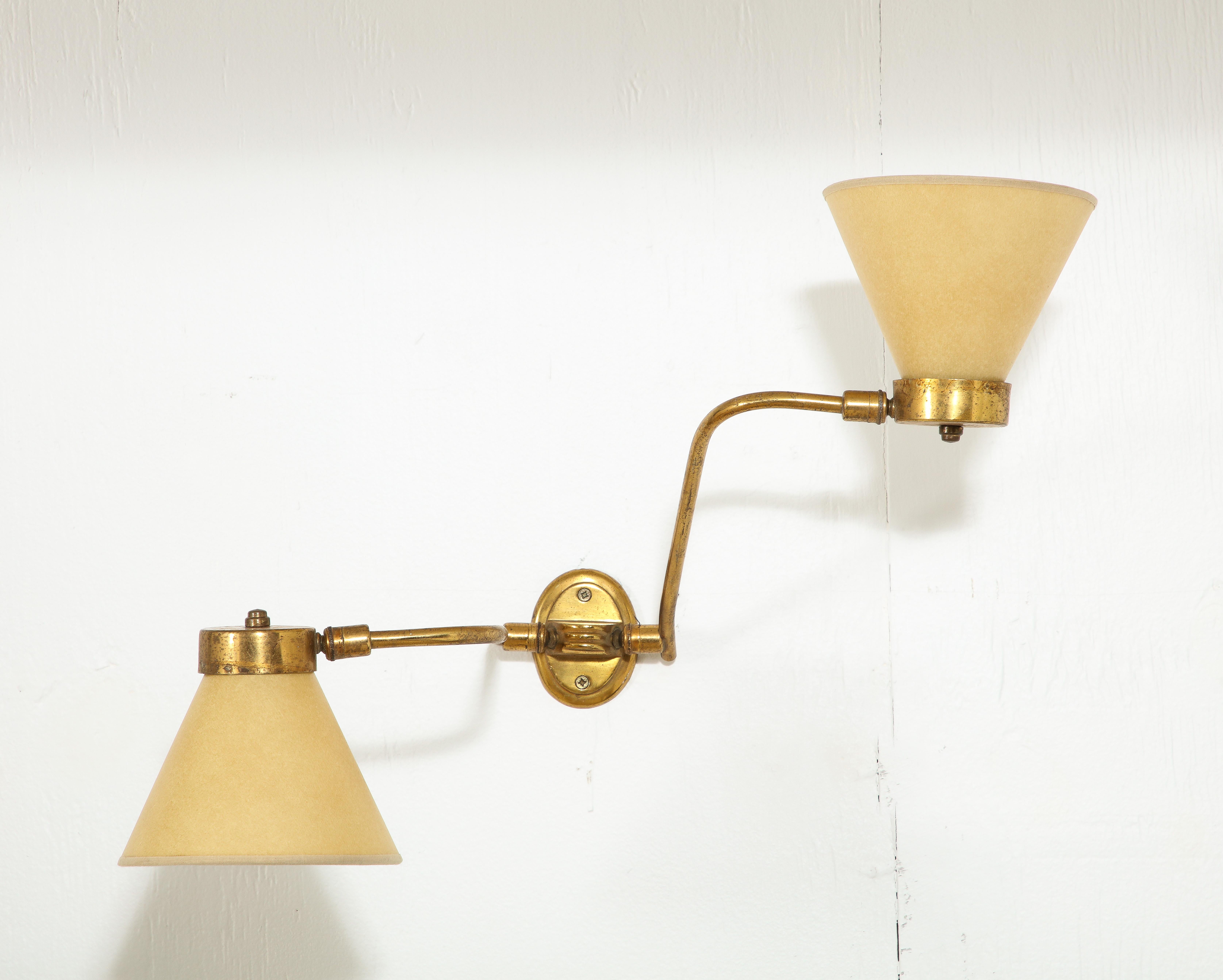Single Down Light Brass Articulated Sconce, France 1960's For Sale 3