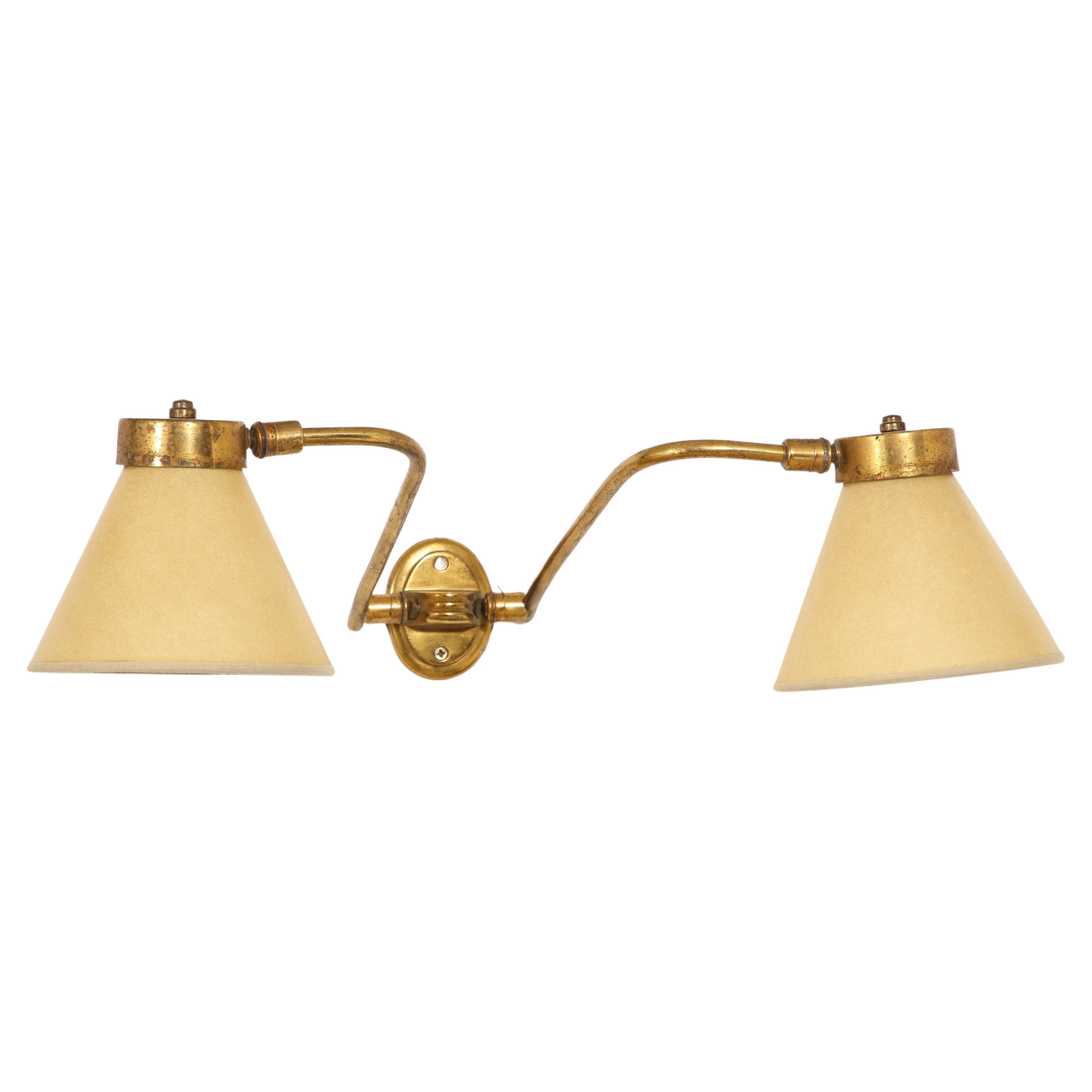 Single Down Light Brass Articulated Sconce, France 1960's For Sale