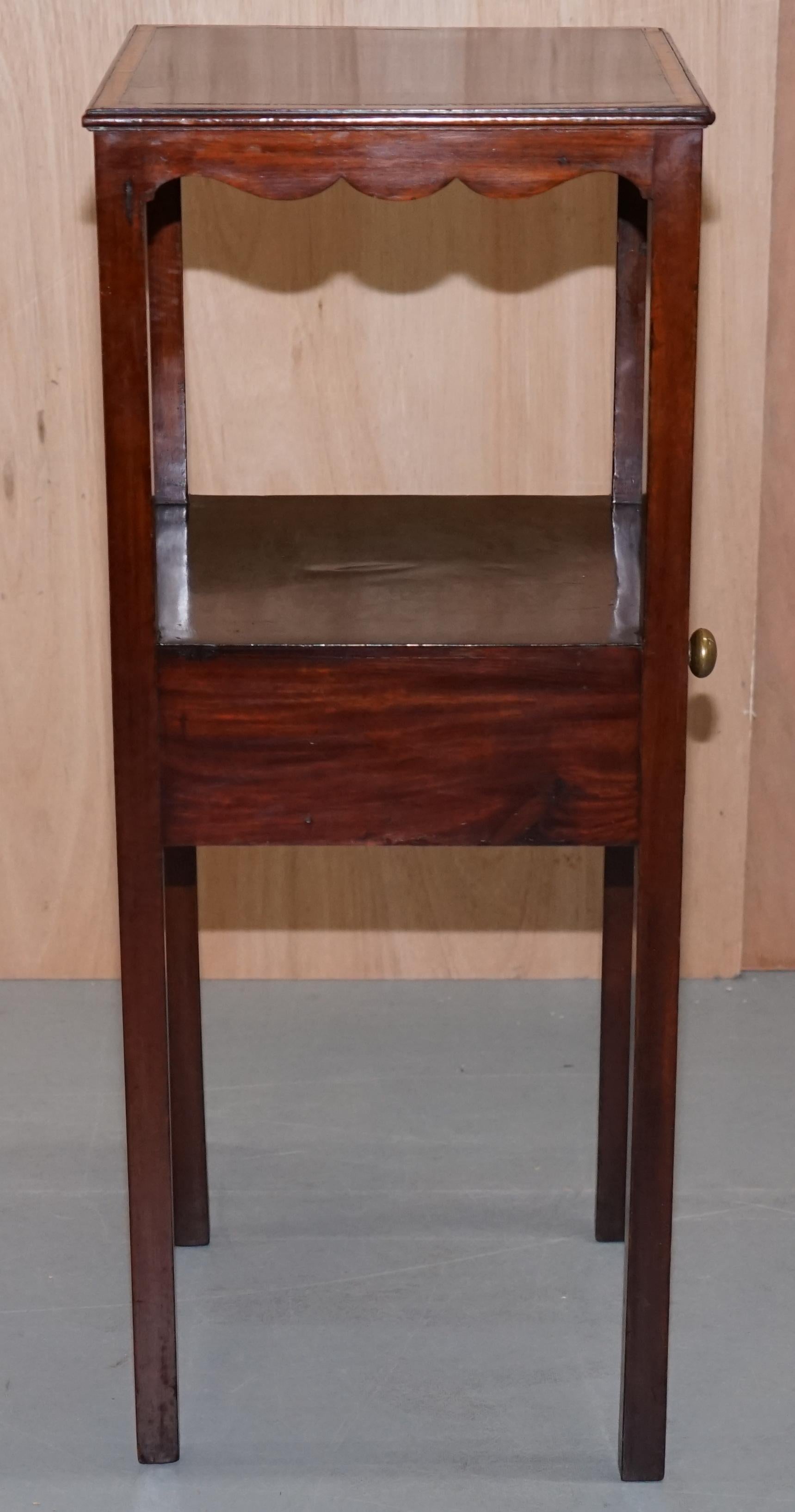 Single Drawer Victorian Jardinière Side Table in Mahogany Inlay Lamp Wine End 4