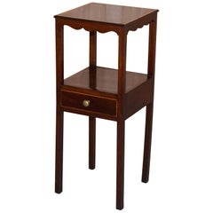 Antique Single Drawer Victorian Jardinière Side Table in Mahogany Inlay Lamp Wine End