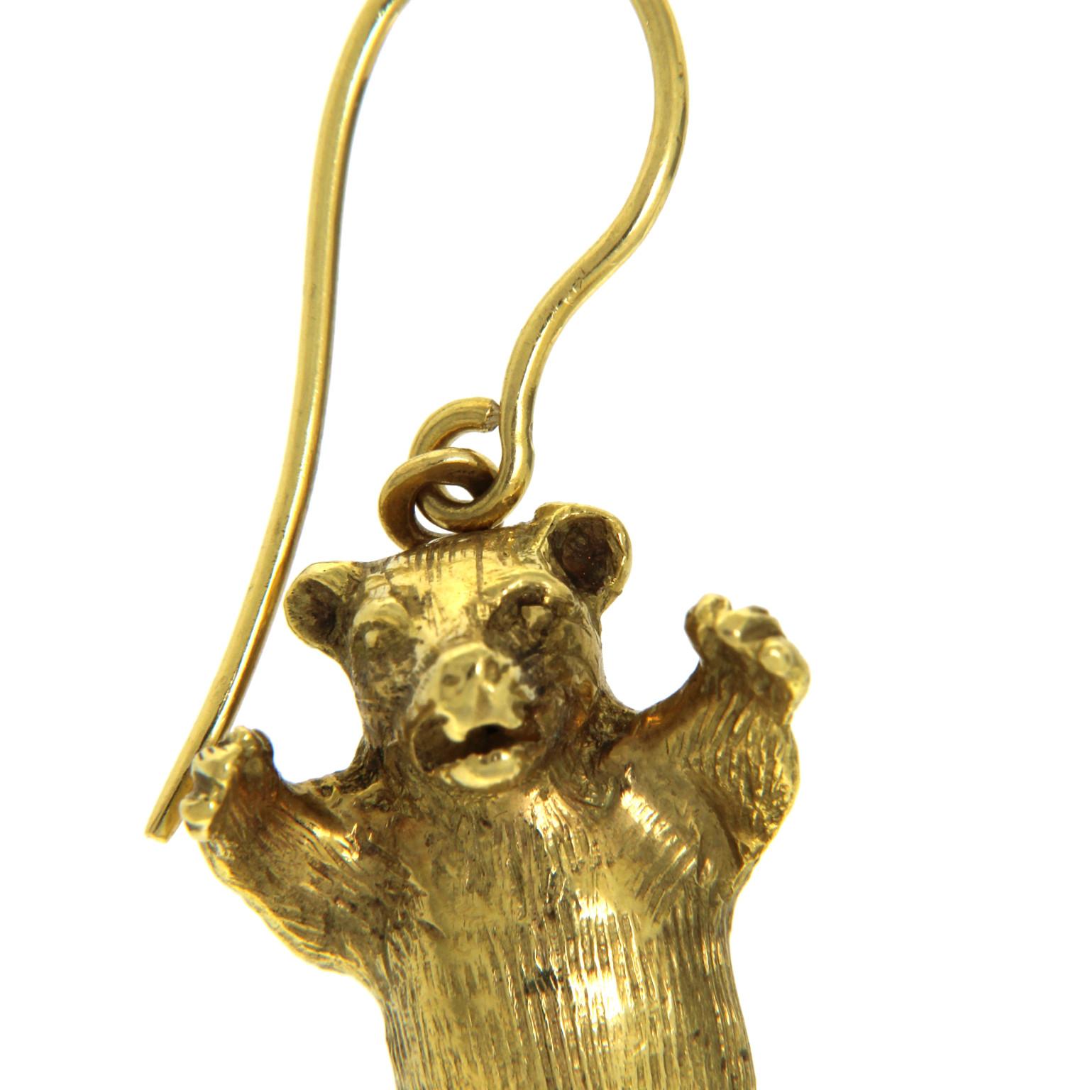 Single Earring Bear in 18 Karat Yellow Gold In New Condition In Milano, Lombardia