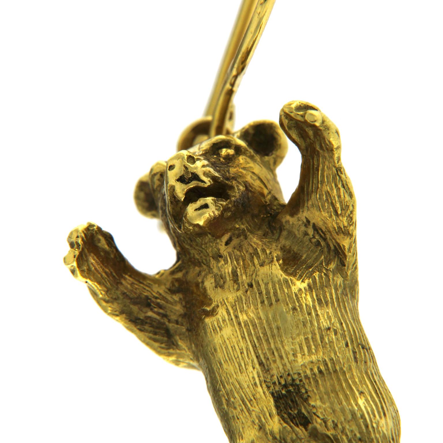 Women's Single Earring Bear in 18 Karat Yellow Gold