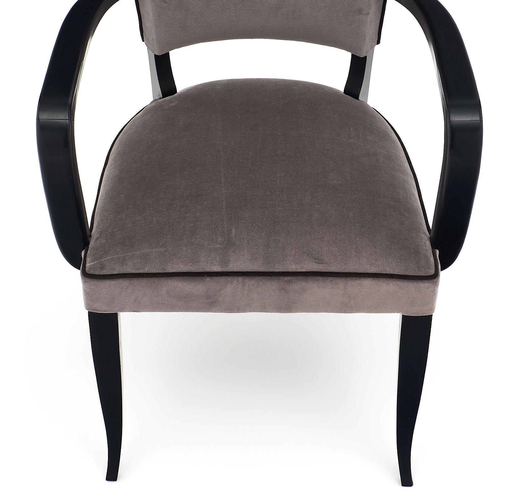 French Single Ebonized Art Deco Bridge Chair
