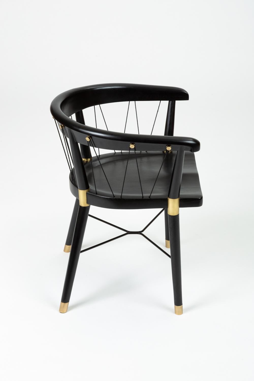 Single Ebonized Dining or Accent Chair with String Detail 3