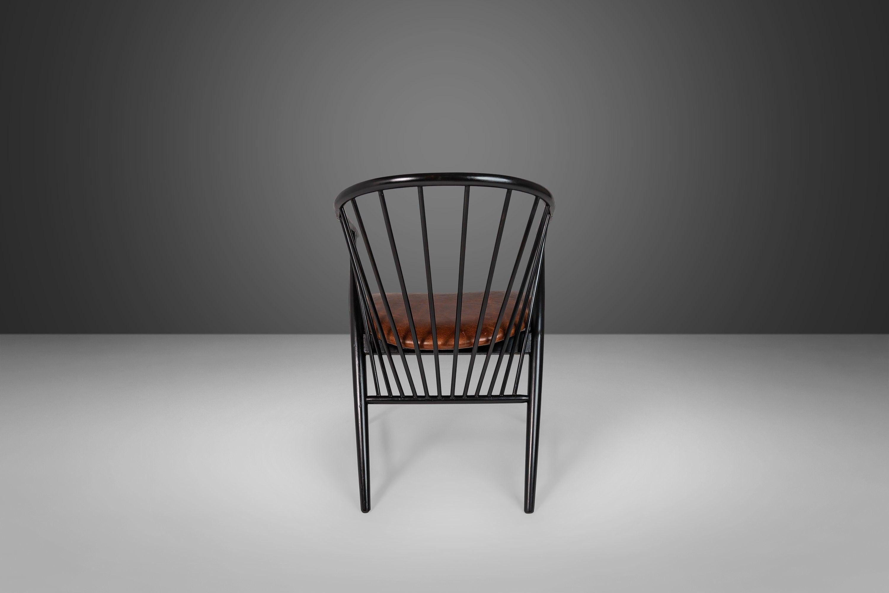 Swedish Single Ebonized Spindle Back Sun Feather Chair by Sonna Rosen, Sweden, c 1960s