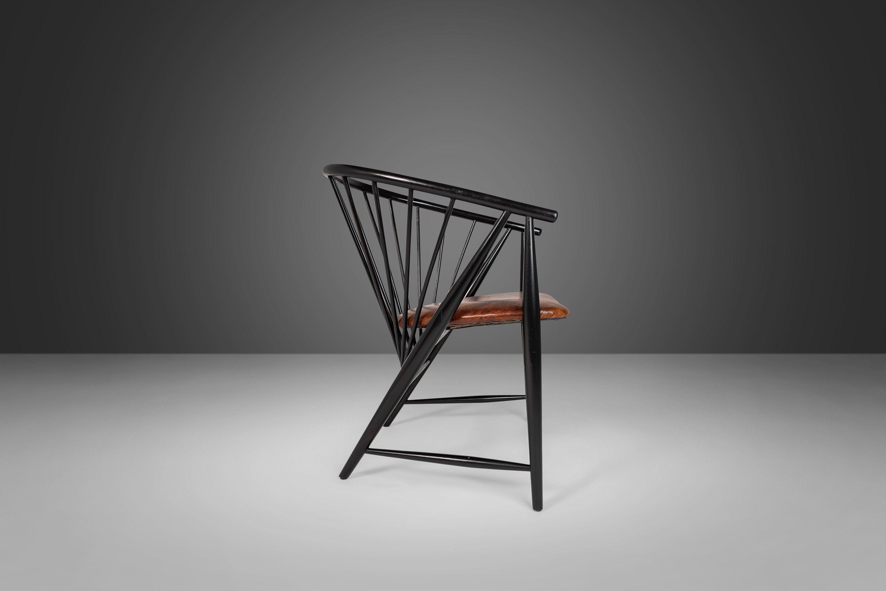 Beech Single Ebonized Spindle Back Sun Feather Chair by Sonna Rosen, Sweden, c 1960s