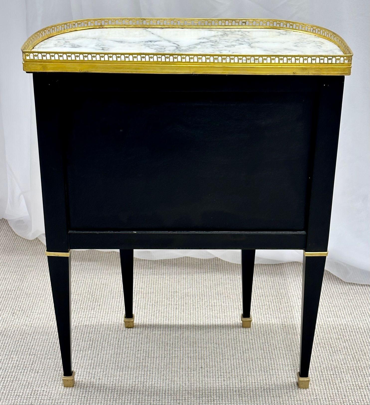 Single Ebony Demilune Marble Top Bronze Mounted End / Side Table For Sale 8