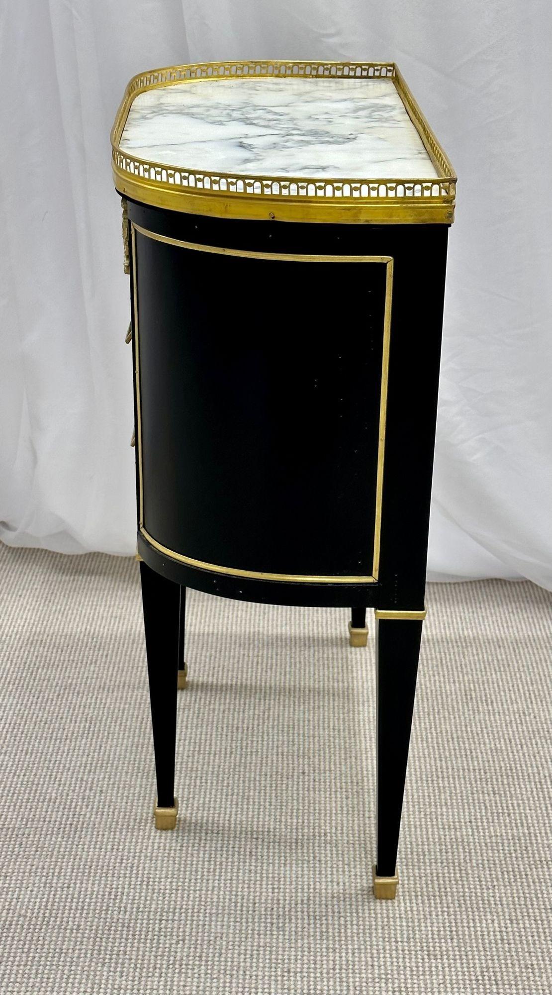 Single Ebony Demilune Marble Top Bronze Mounted End / Side Table For Sale 3