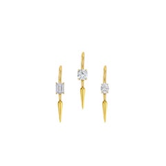 14k Gold AMANDA PEARL Emerald Cut Ethical Diamond Drop Earring - single