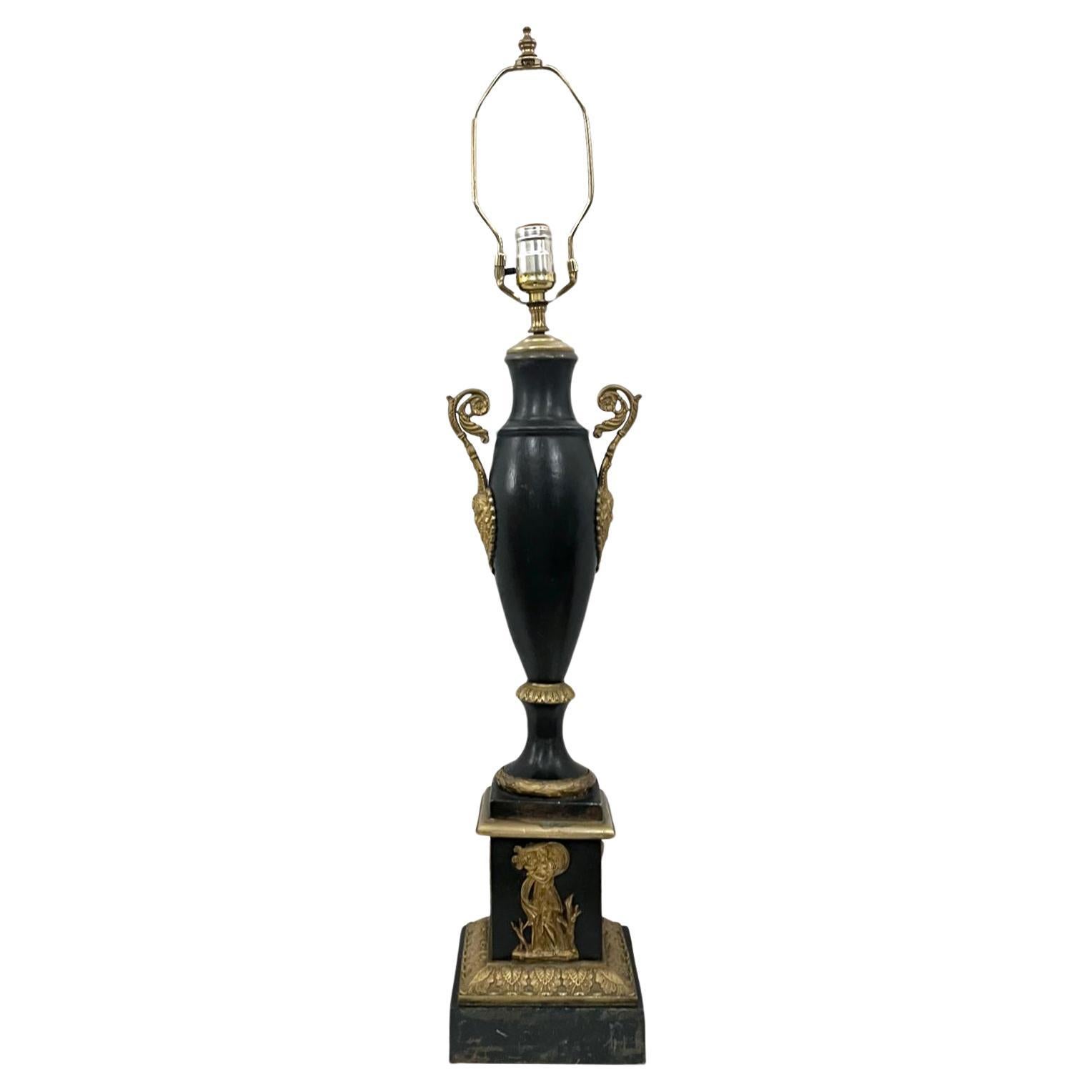 Lampe Empire en bronze et en tôle