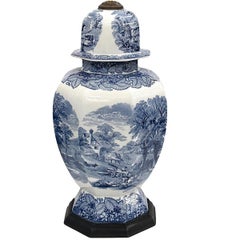 Single English White and Blue Porcelain lamp