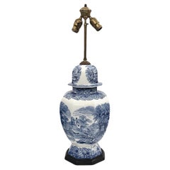 Single English White and Blue Porcelain lamp