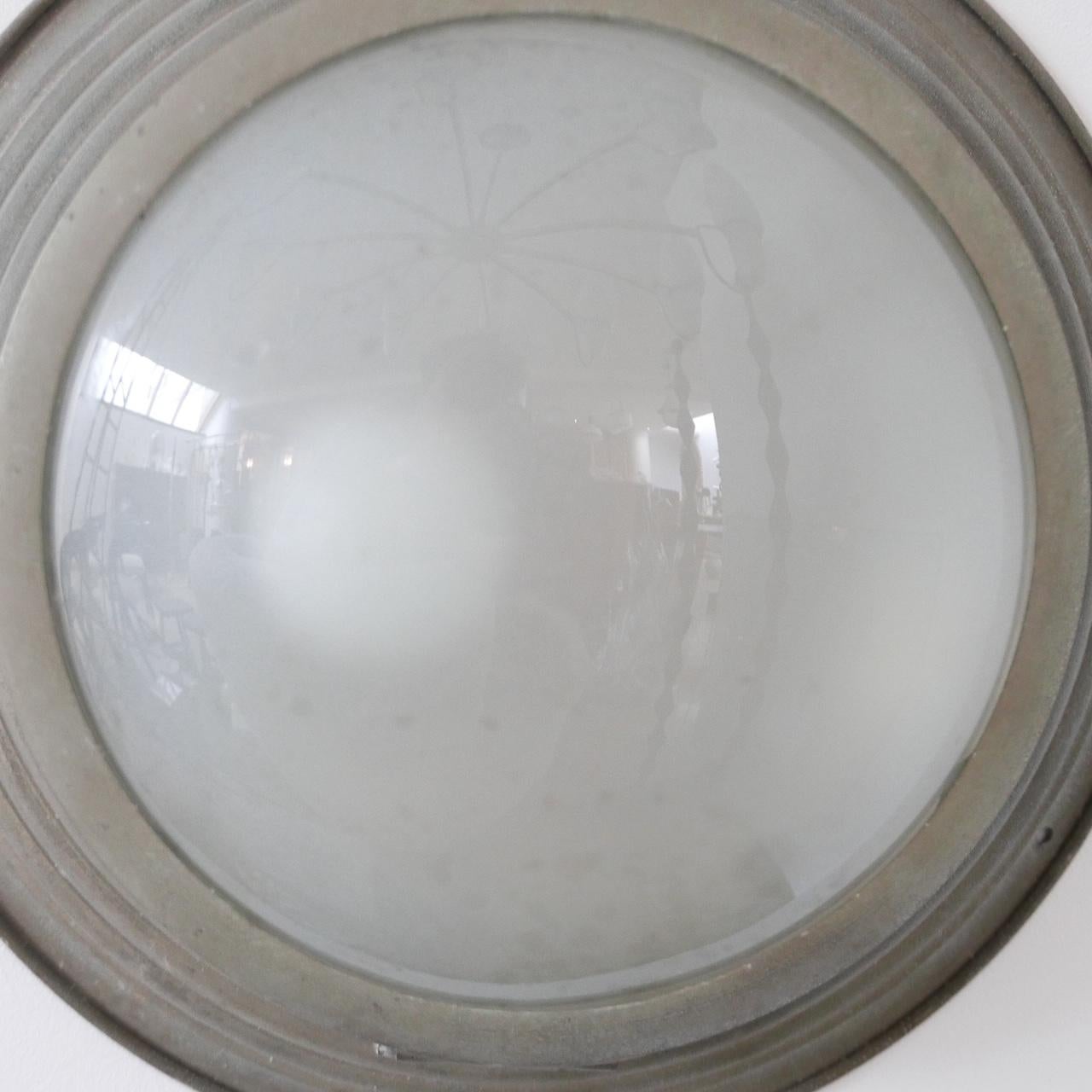 Mid-Century Modern Single Etched Glass Metal 'Bulkhead' Style Wall or Ceiling Light