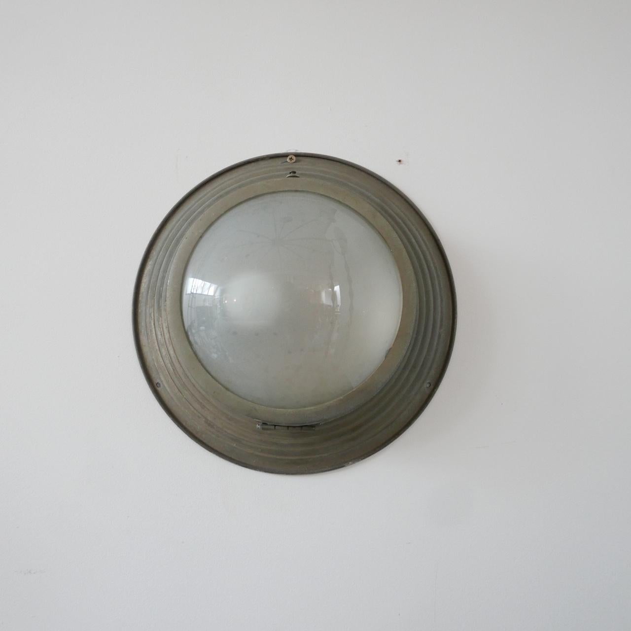 Single Etched Glass Metal 'Bulkhead' Style Wall or Ceiling Light 2