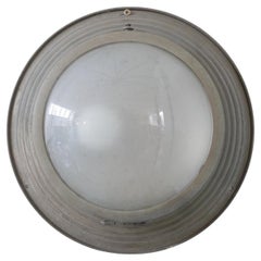 Single Etched Glass Metal 'Bulkhead' Style Wall or Ceiling Light