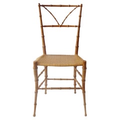 Retro Single faux-bamboo and wicker Chiavarina chair, Italy 1950s