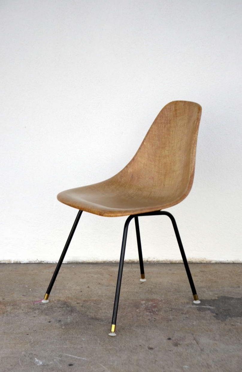 Mid-Century Modern Single Fiberglass Encasted Fabric Mesh Chair