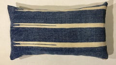 Antique Handwoven Indian Pillow, Cotton, Indigo Geometric, 1910-1919